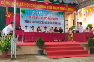 Trường PTDTBT THCS xã Thanh Long tham gia diễn đàn trẻ em năm 2022